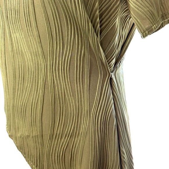 Boho Textured Squiggly Asymmetrical Top Women's XL Lime Green Cut-Out Keyhole - Picture 8 of 16